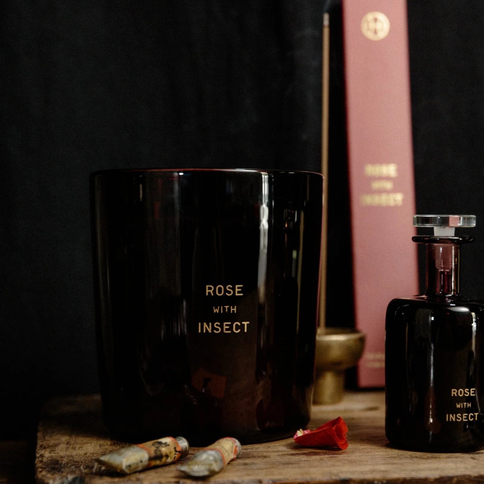 Rose With Insect Handblown Refillable Candle - Image 6